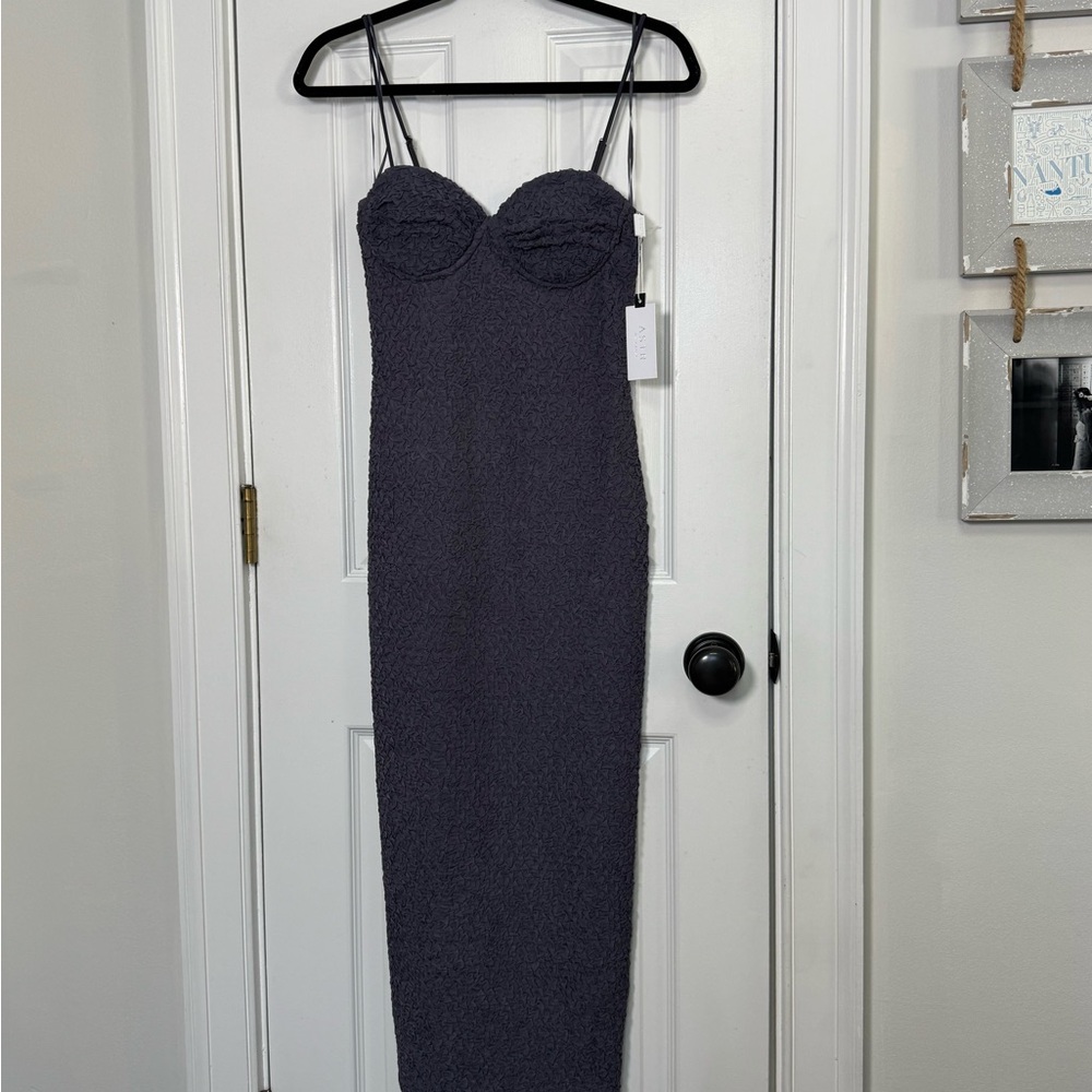 ASTR The Label Textured Bustier Midi Dress Slate Blue Bodycon NWT XS/S - Picture 4 of 10